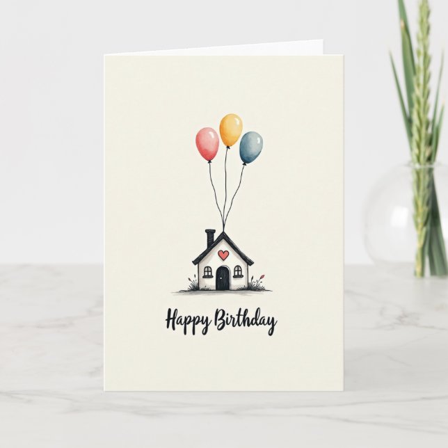 Cosy Heart Home Birthday Card (Front)