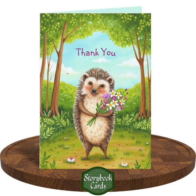 Cosy Hedgehog and Wildflowers Forest Thank You Card (Creator Uploaded)