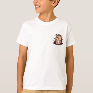 Cosy Hedgehog Sipping Coffee Beans Kids T-Shirt