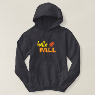 Cosy "Hello Fall" Colourful Lettering Grey  Hoodie