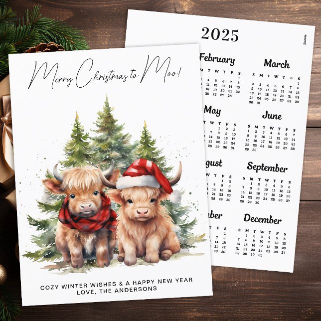 Cosy Highland Cow 2025 Calendar Christmas Card (Creator Uploaded)