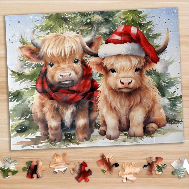 Cosy Highland Cow Festive Holiday Christmas Jigsaw Puzzle (Creator Uploaded)