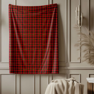Cosy Holiday Classic Tartan Plaid Red Black Gold Fleece Blanket