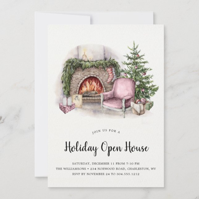Cosy Holiday Home  Holiday Open House Invitation (Front)