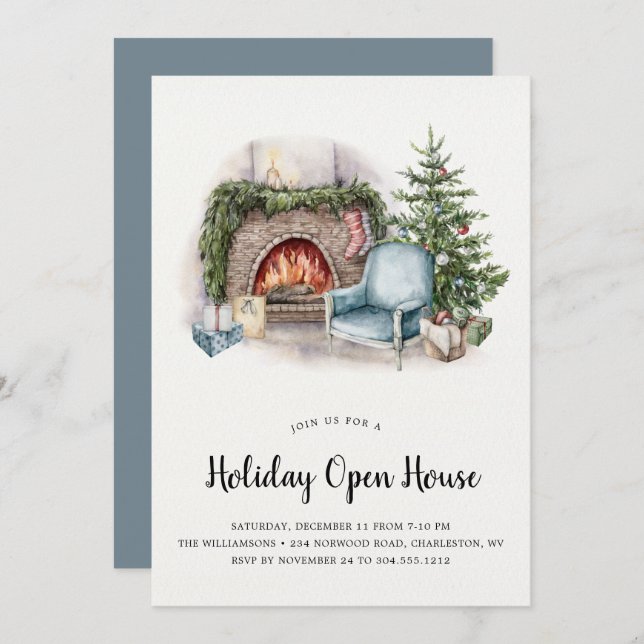 Cosy Holiday Home  Holiday Open House Invitation (Front/Back)