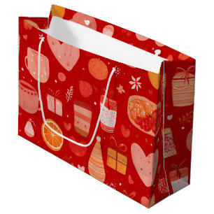 Cosy Holiday Mugs and Gifts Red Pattern Large Gift Bag