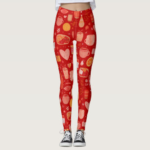 Cosy Holiday Mugs and Gifts Red Pattern Leggings
