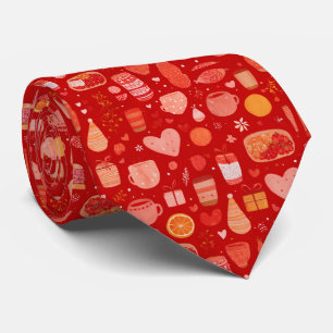 Cosy Holiday Mugs and Gifts Red Pattern Tie
