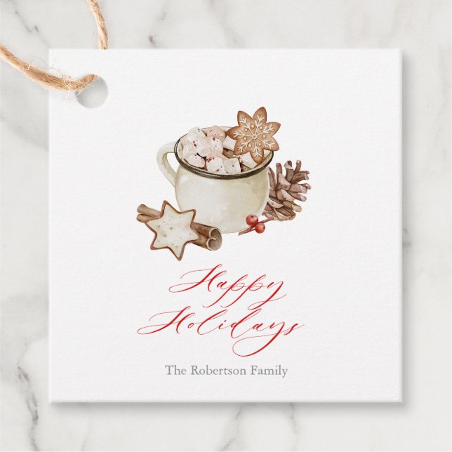 Cosy Holiday Wishes Favour Tags (Front)