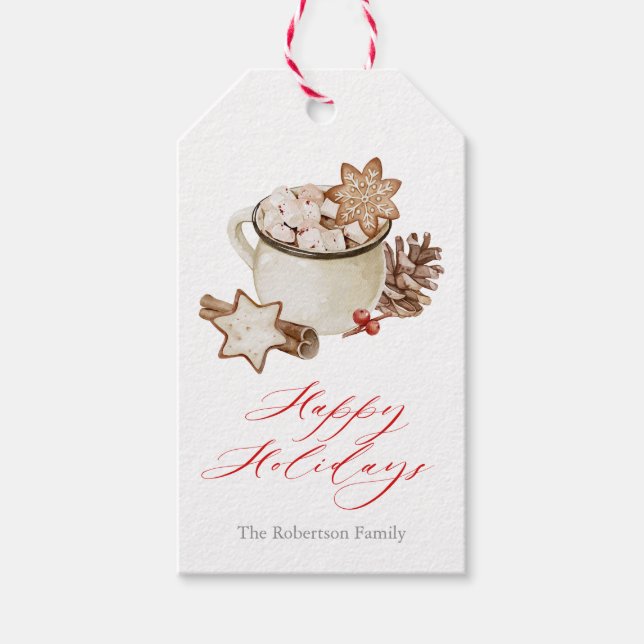 Cosy Holiday Wishes Gift Tags (Front)