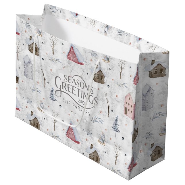 Cosy Home Christmas Pink ID985 Large Gift Bag (Front Angled)