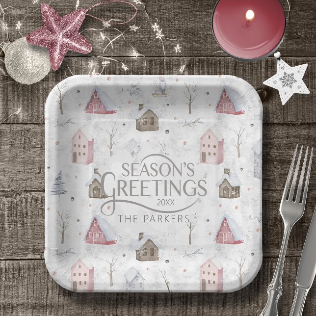Cosy Home Christmas Pink ID985 Paper Plate (Creator Uploaded)