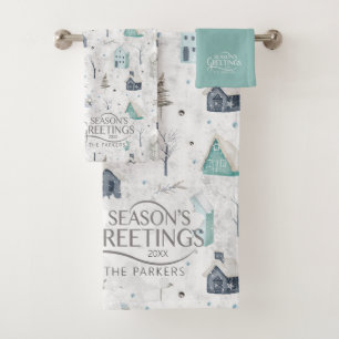 Cosy Home Christmas Teal ID985 Bath Towel Set