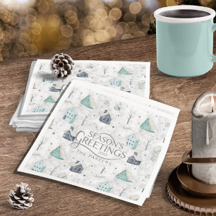 Cosy Home Christmas Teal ID985 Napkin