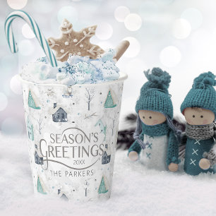 Cosy Home Christmas Teal ID985 Paper Cups