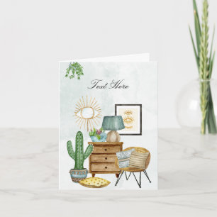 Cosy home interior with plants  card