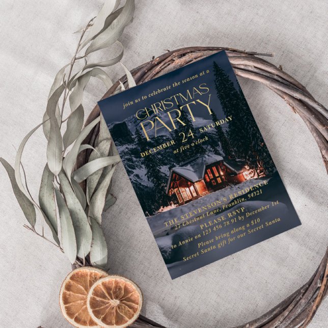 Cosy Home Photo Christmas Party Foil Invitation (Creator Uploaded)