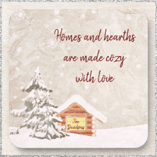Cosy Home Winter Scene Coaster