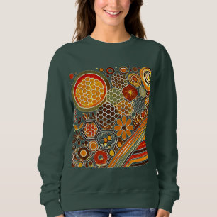 Cosy Honeycomb and Floral Pattern Sweatshirt