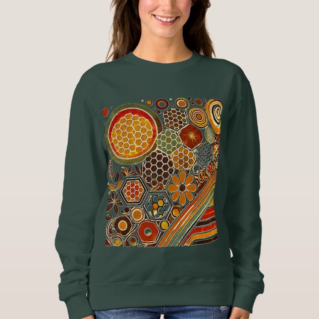 Cosy Honeycomb and Floral Pattern Sweatshirt (Front)