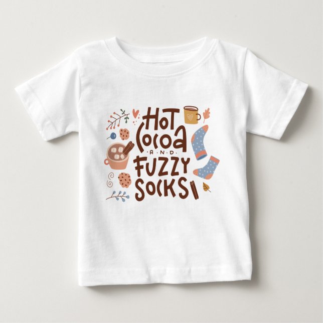 Cosy Hot Cocoa and Fuzzy Socks Design Baby T-Shirt (Front)