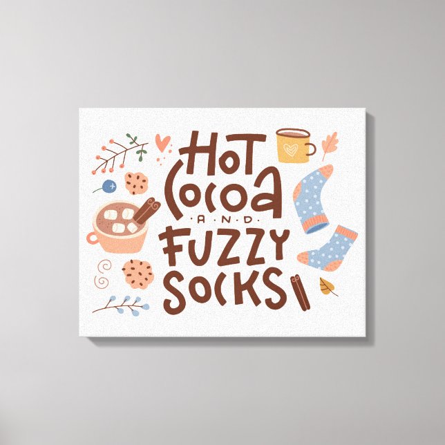 Cosy Hot Cocoa and Fuzzy Socks Design Canvas Print (Front)