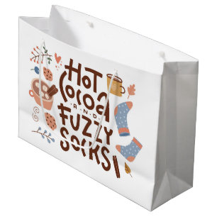 Cosy Hot Cocoa and Fuzzy Socks Design Large Gift Bag