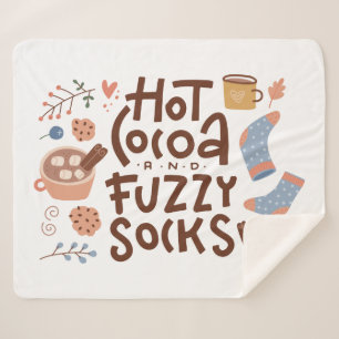Cosy Hot Cocoa and Fuzzy Socks Design Sherpa Blanket