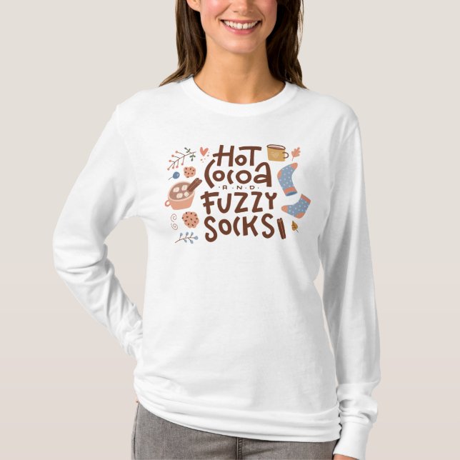 Cosy Hot Cocoa and Fuzzy Socks Design T-Shirt (Front)