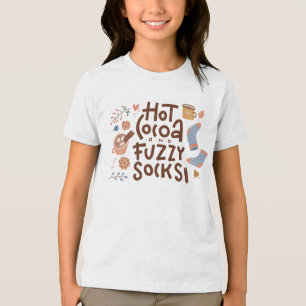 Cosy Hot Cocoa and Fuzzy Socks Design Tri-Blend Shirt
