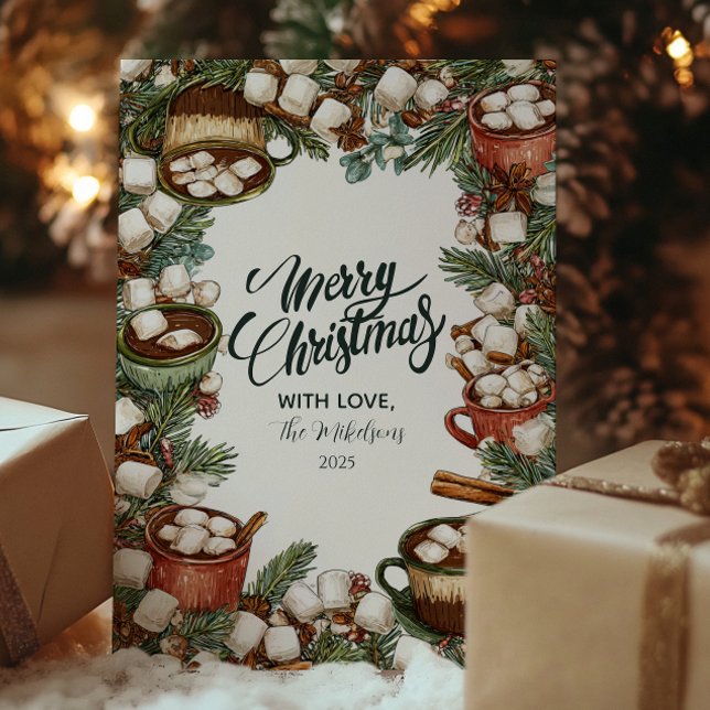 Cosy Hot Cocoa Mug Merry Christmas Holiday Card (Creator Uploaded)