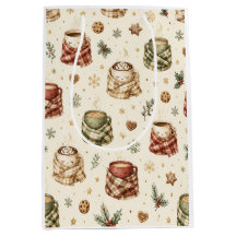 Cosy Hot Cocoa Mugs Plaid Scarves Christmas