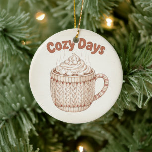 Cosy Hot Cocoa Warm Marshmallow Mug Holiday Ceramic Tree Decoration