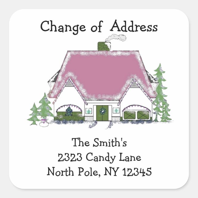 Cosy House Change of Address Square Sticker (Front)