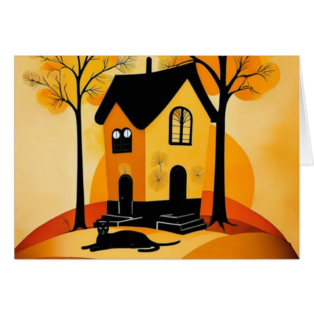 Cosy House Greeting Card (Front Horizontal)