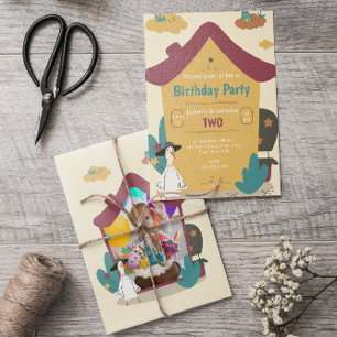 Cosy House Kids Birthday Party Photo Invitation