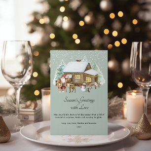 Cosy House Santa Flat Holiday Card