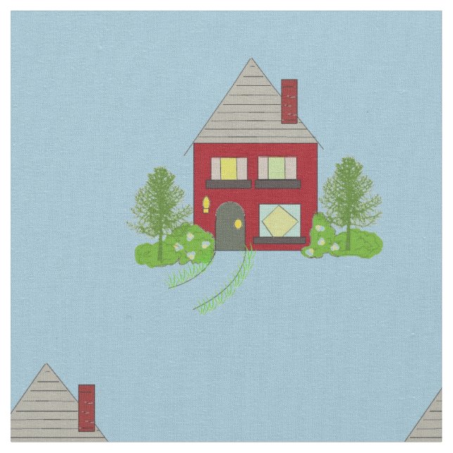 Cosy Houses Fabric (Close Up)