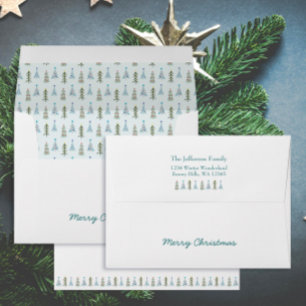 Cosy Hygge Christmas trees return address Envelope