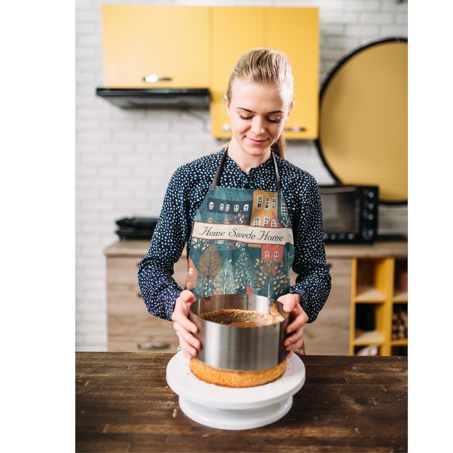 Cosy Hygge Village Nordic Folk Art, custom Apron (Creator Uploaded)