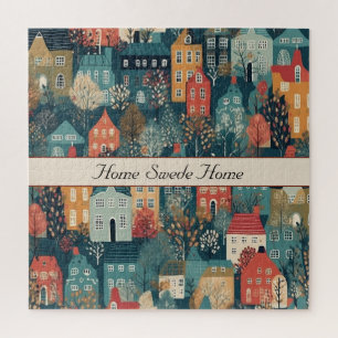 Cosy Hygge Village Nordic Folk Art Jigsaw Puzzle