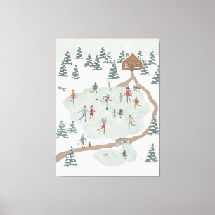 Cosy Ice Skating Rink Winter illustration Canvas Print