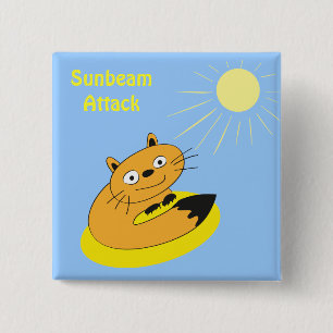 Cosy Introvert Cat Sunbeam Humour Illustration 15 Cm Square Badge
