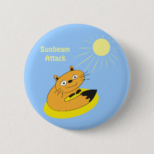 Cosy Introvert Cat Sunbeam Humour Illustration 6 Cm Round Badge