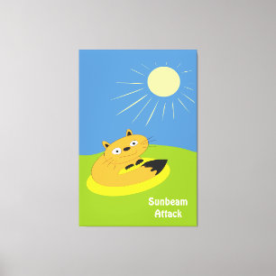 Cosy Introvert Cat Sunbeam Humour Illustration Canvas Print
