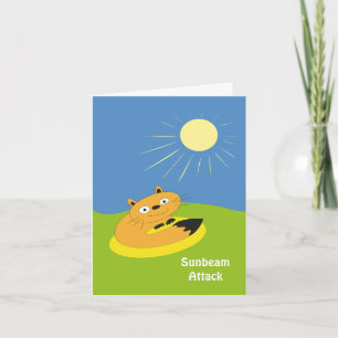 Cosy Introvert Cat Sunbeam Humour Illustration Card