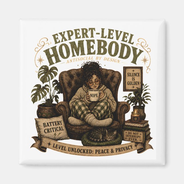 Cosy Introvert Lifestyle Magnet (Front)