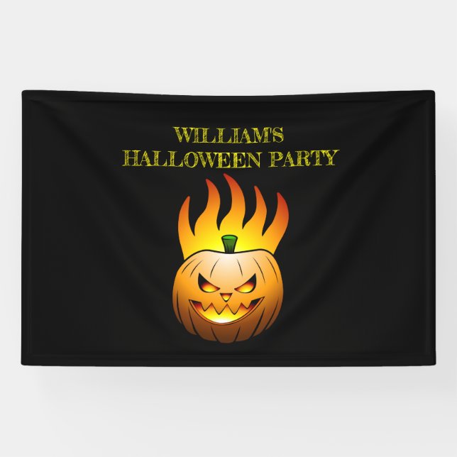 Cosy Jack o'lantern Halloween Pumpkin Banner (Horizontal)
