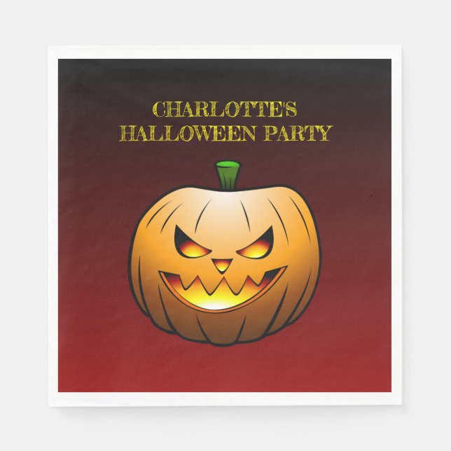 Cosy Jack o'lantern Halloween Pumpkin Napkin (Front)