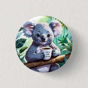 Cosy Jungle Koala Coffee 3 Cm Round Badge